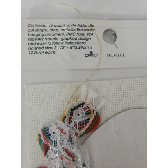 Lace Ornament Kits VTG 1992 Designs For The Needle Goose Cat Nap Santa NOS - Picture 11 of 16
